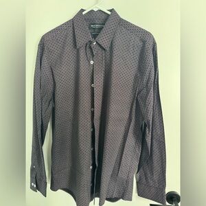 NEW - Nick Graham Long-Sleeve Patterned Dress Shirt in Deep Burgundy